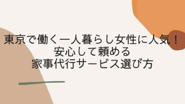 東京で働く一人暮らし女性に人気！安心して頼める家事代行サービス選び方