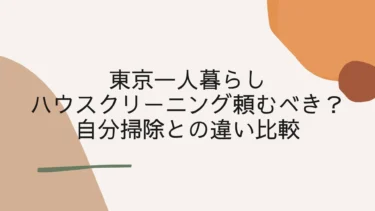 東京一人暮らしでハウスクリーニング頼むべき？自分掃除との違い比較